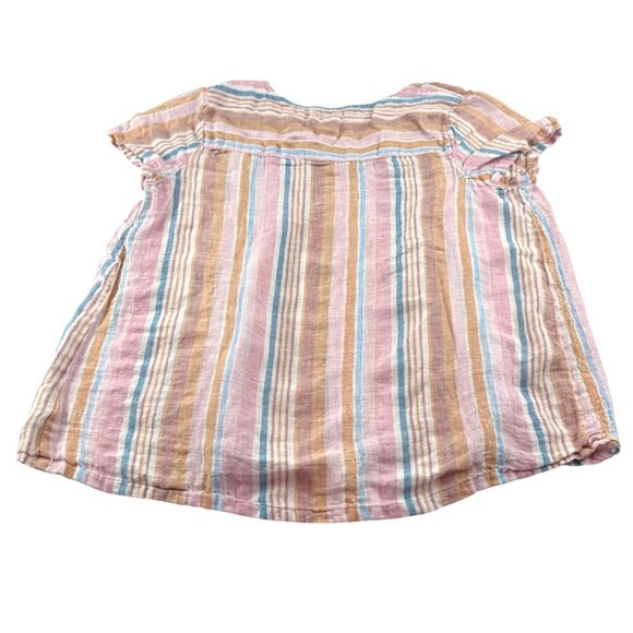 C&C California Women's Striped Linen Top XL Pastel Multicolor - Picture 3 of 4